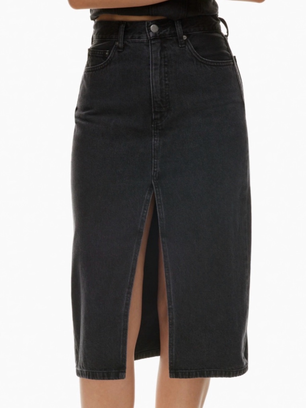 Aritzia Denim Forum Denim Maxi Skirt with Slit